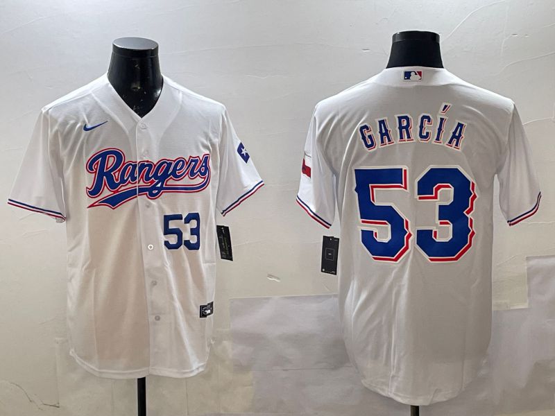 Men Texas Rangers #53 Garcia White Game 2025 Nike MLB Jersey style 3->texas rangers->MLB Jersey